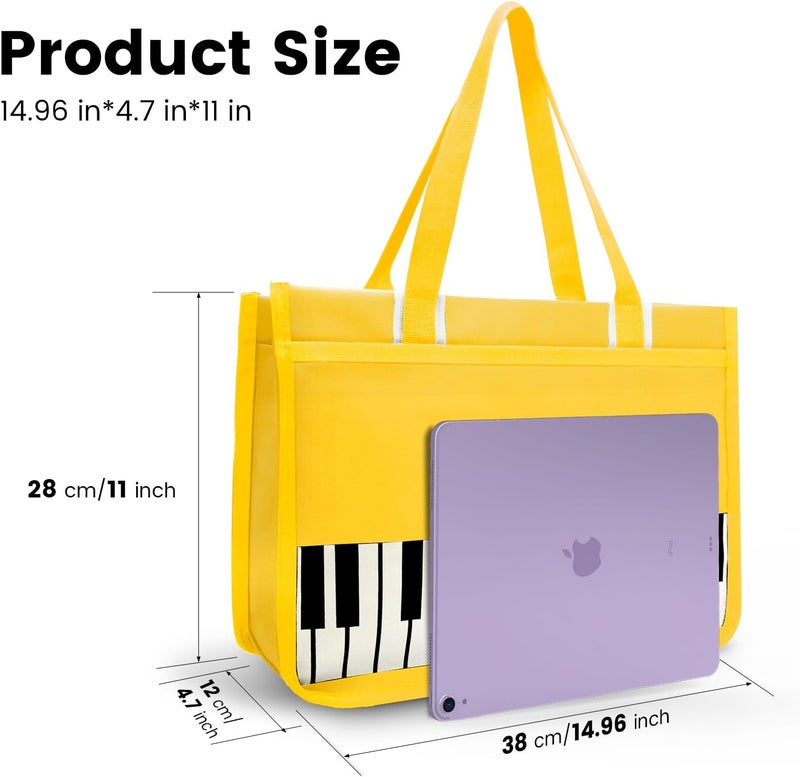 BestSounds Piano Bag, Zipper Waterproof Oxford Cloth Music Piano Accessories Book Bag Tote for Students Kids, Girls, Women, Gifts for Music Lovers Musicians (Yellow) - Image 4